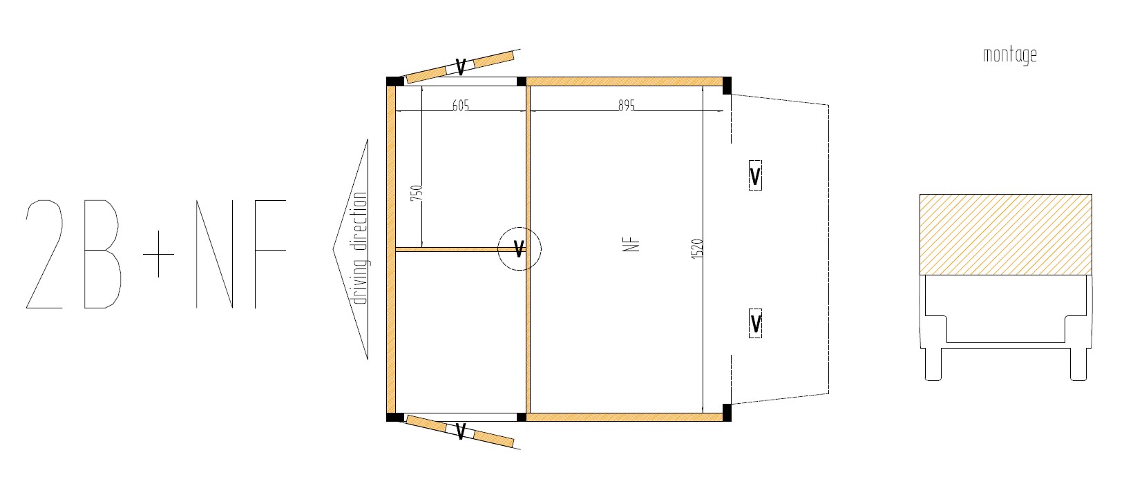 hundkåpa som har sina burar i fronten och inget golv bak så den är perfekt för den som även använder sin kåpa i arbetet