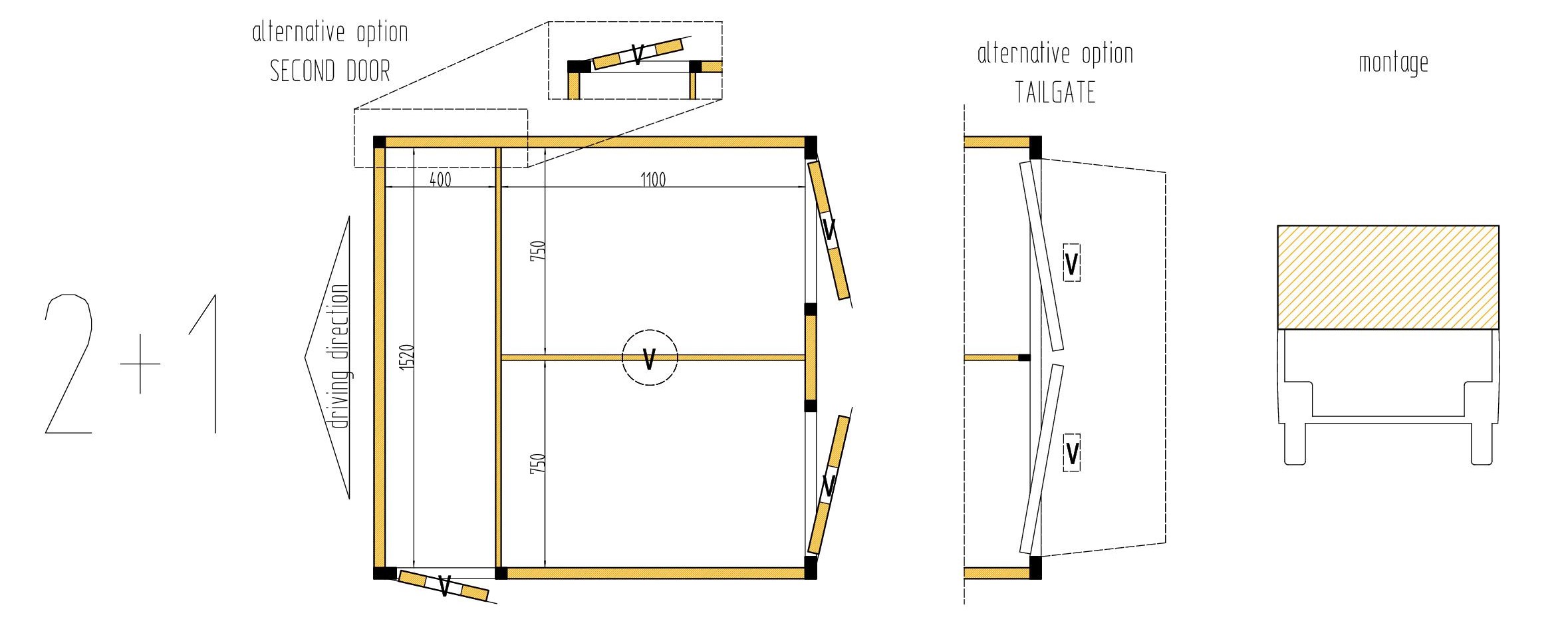 hundkåpa avsedd för två hundar med ett väl tilltaget lastutrymme