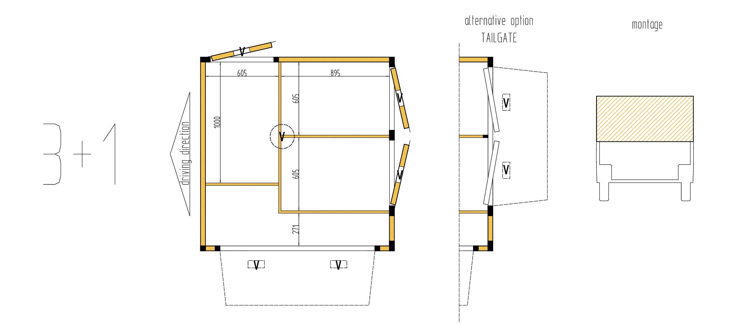 tre hundars hundkåpa utan vapenfack